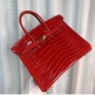 Birkin 35 crocodile handbag  Very good condition  Red, Crocodile