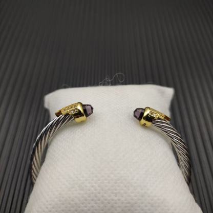 Cable Bracelet with Amethyst & Diamond Accents  5mm