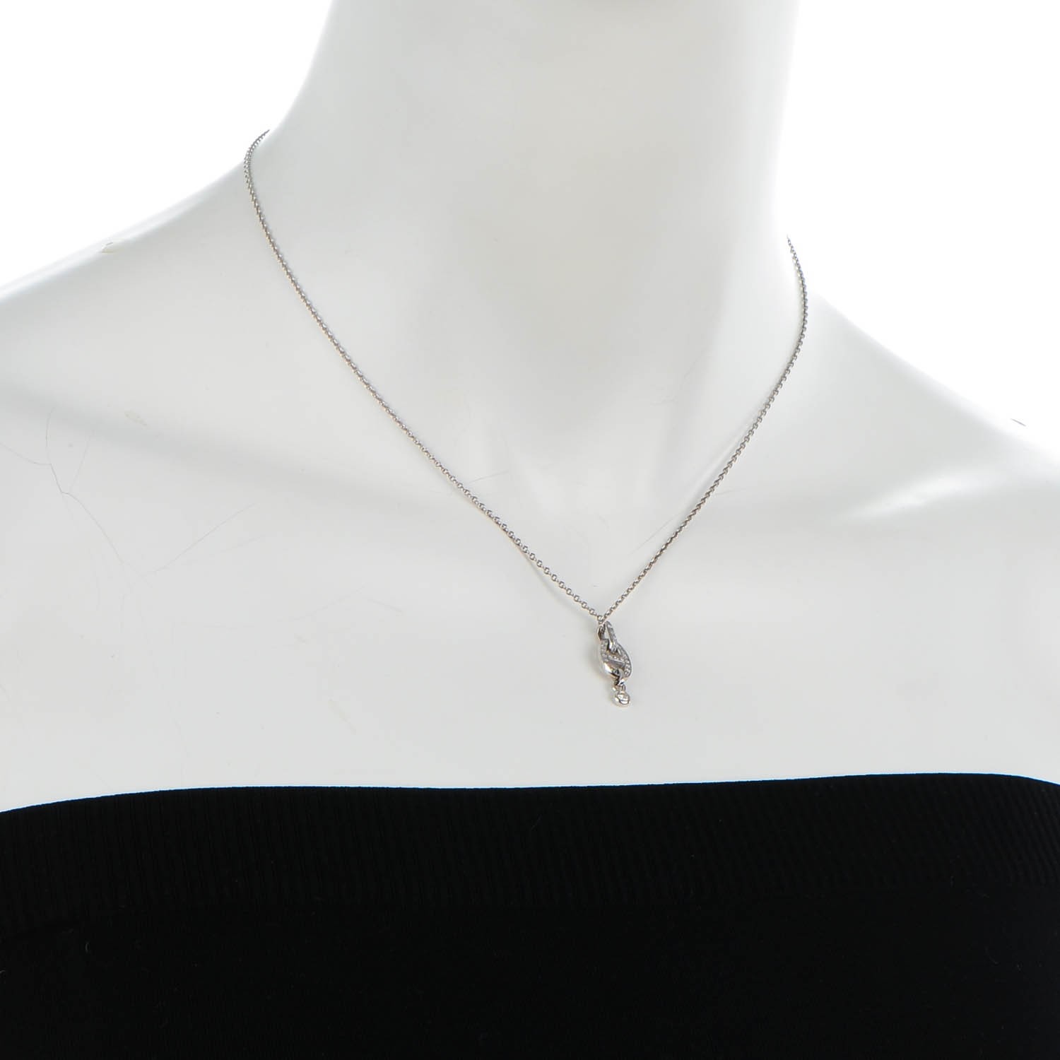 18K White Gold Diamond PM Chaine d'Ancre Enchainee Necklace