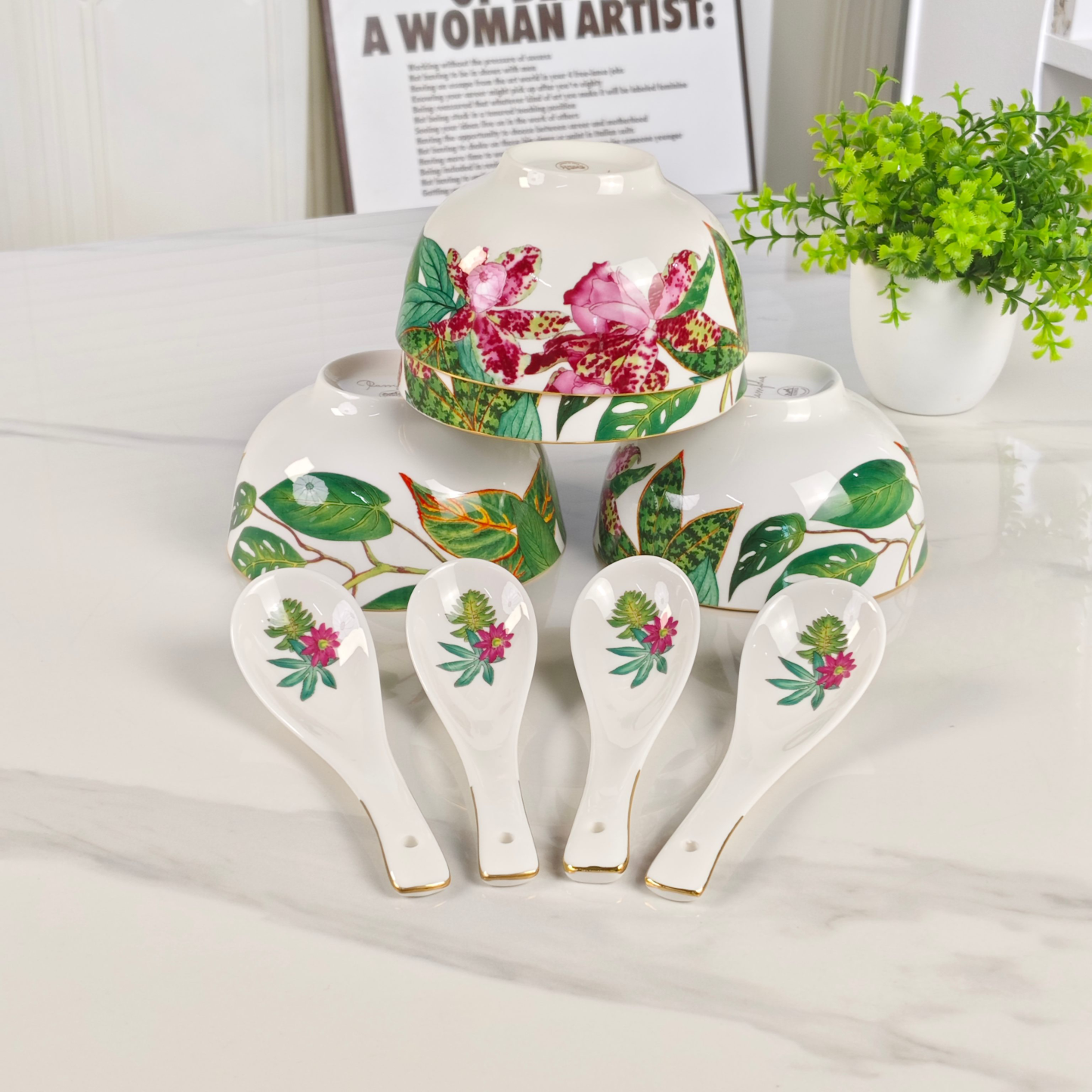 New Arrival 🔥 Herthtmès — Exquisite & High-End: "Rainforest" 22-Piece Dinnerware Set