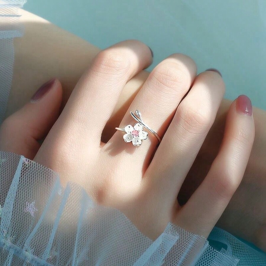 1pc Fashionable Simple Flower Ring For Women