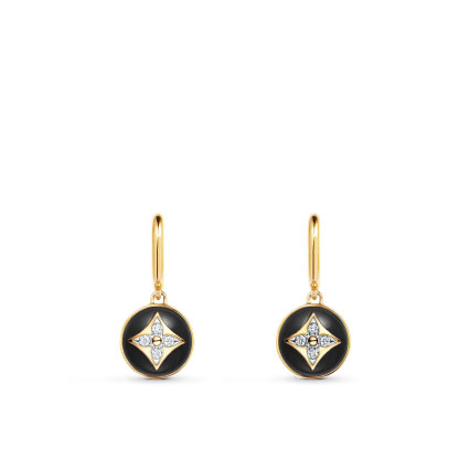 B Blossom Earrings, Yellow Gold, White Gold, Onyx And Diamonds
