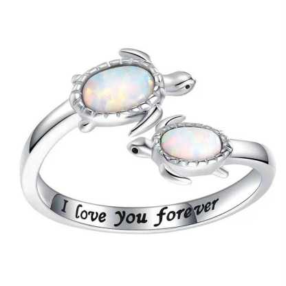 1pc Mother And Child Turtle Ring, Adjustable Sea Turtle Ring