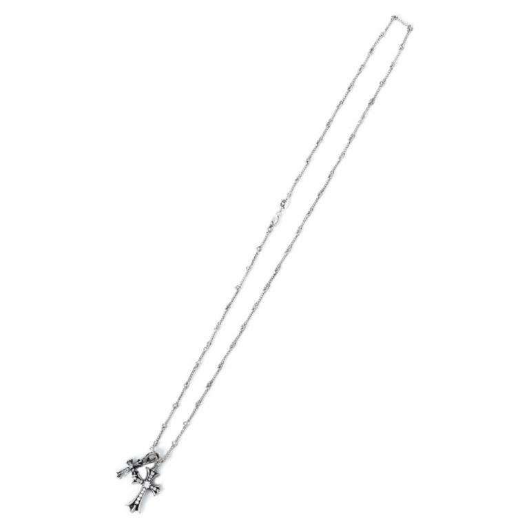 SMALL CROSS AND BABYFAT CHARM NECKLACE WITH DIAMONDS