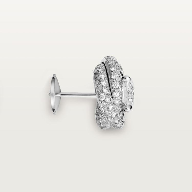 TRINITY RUBAN STUD EARRINGS, 2 BRILLIANT-CUT DIAMONDS, PAVED
