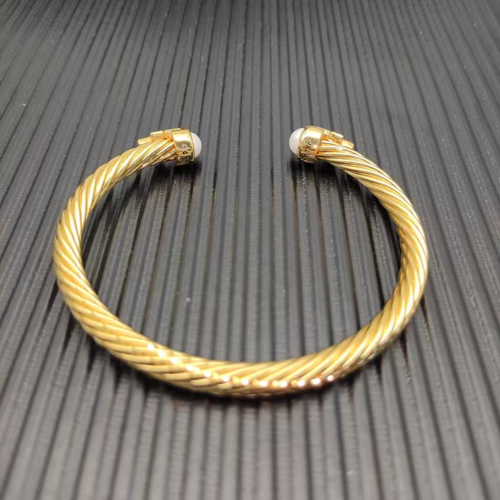 Cable Bracelet with Pearls & Diamond Accents  5mm