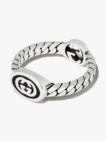 Sterling Silver Interlocking G Chain Ring