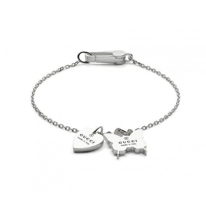Metallic Heart & Butterfly Charm Bracelet