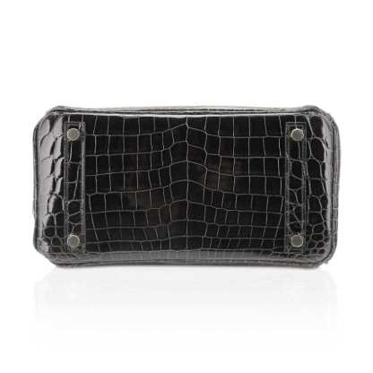 Birkin 25 Bag Graphite Crocodile with Palladium Hardware