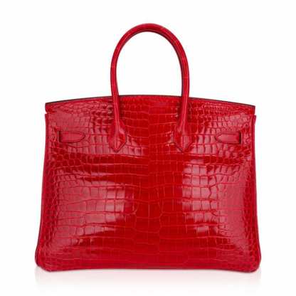 Birkin 35 Bag Braise Porosus Crocodile with Gold Hardware