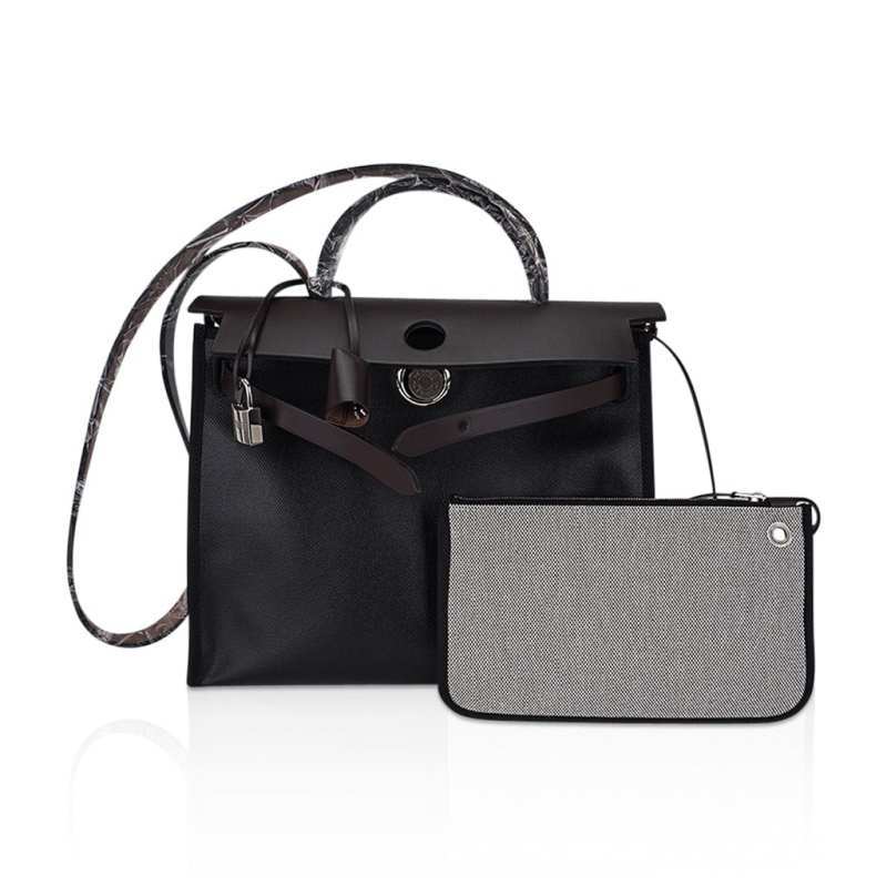 Herbag Zip 31 Bag Retourne Black Berline & Rouge Sellier Leather with Palladium Hardware