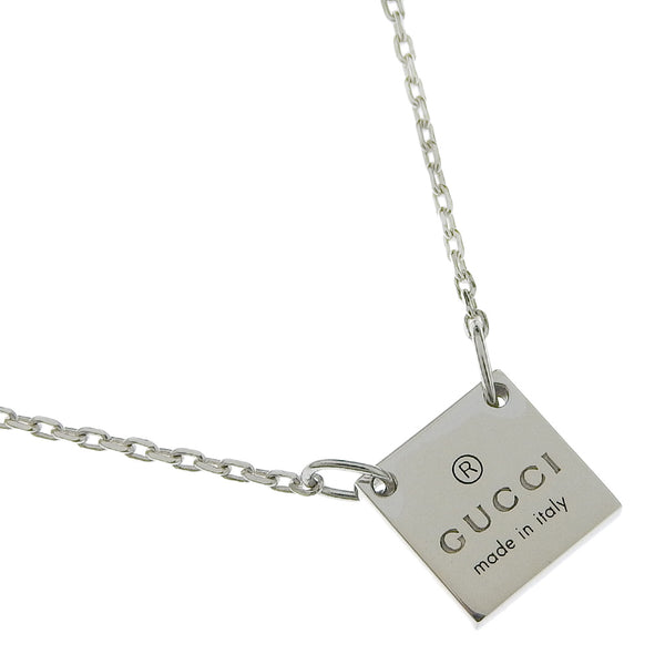 Square logo plate Silver 925 Ladies Necklace A-rank