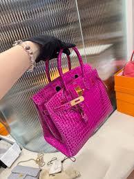 Birkin 5J Fushsia 30CM Full handmade Porosus Gold Hardware