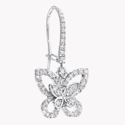 Butterfly Silhouette Diamond Drop Earrings WHITE GOLD