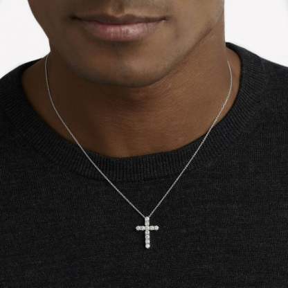 Round Diamond Cross Small Pendant
