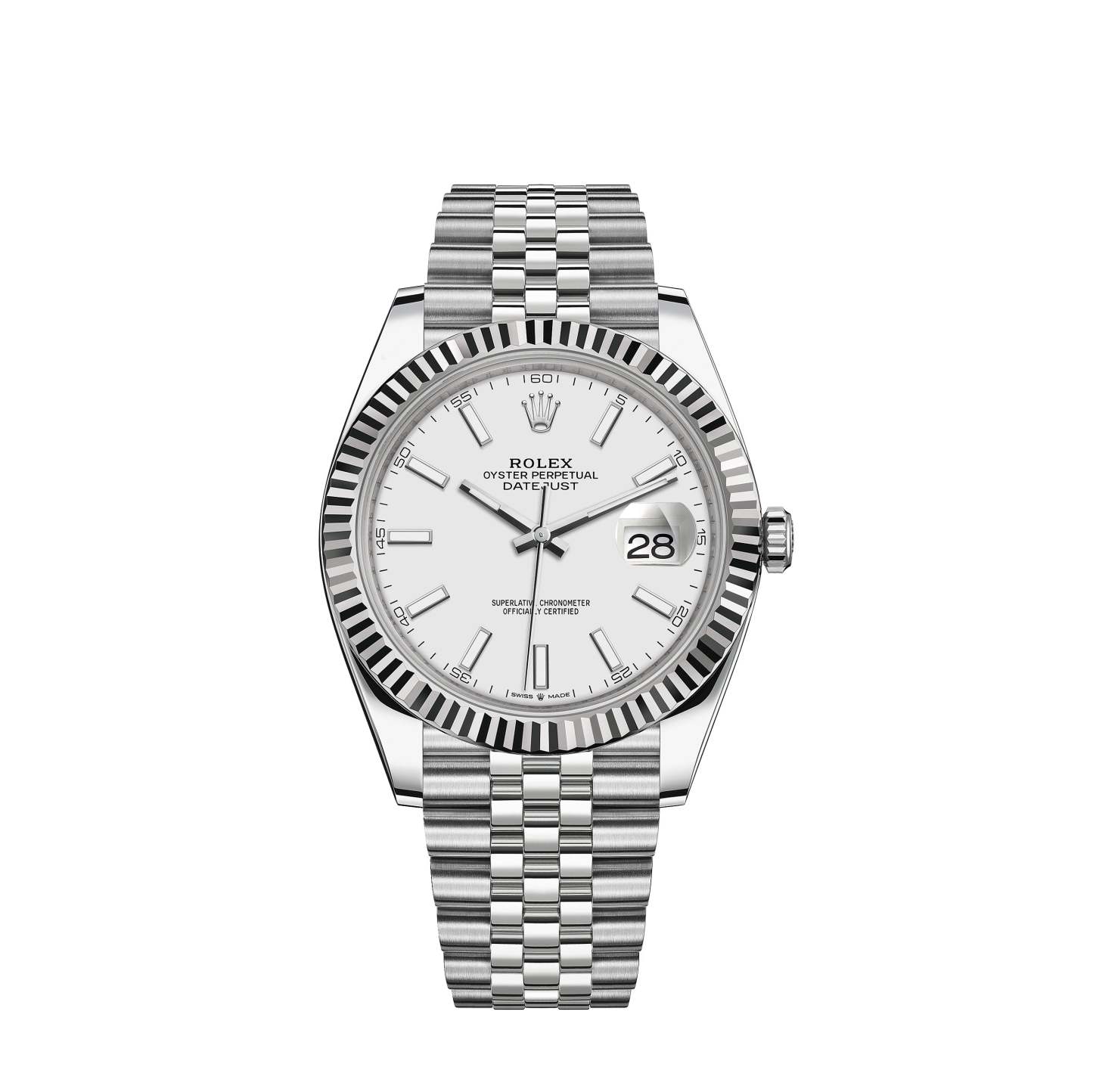 Datejust 41 Oystersteel and 18K White Gold 41 mm White Dial,  Ref# 126334-0010