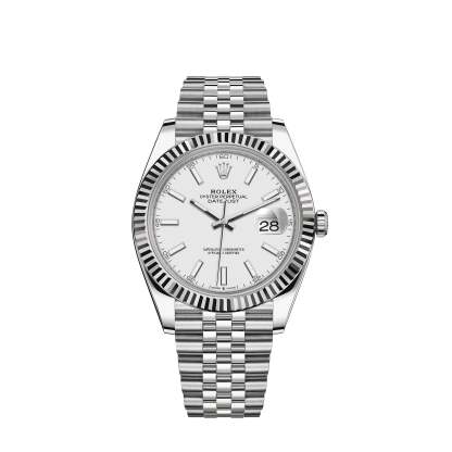 Datejust 41 Oystersteel and 18K White Gold 41 mm White Dial,  Ref# 126334-0010