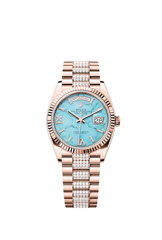 Day-Date 36, 18k Everose Gold with Diamond-set, 36mm, Ref# 128235-0065