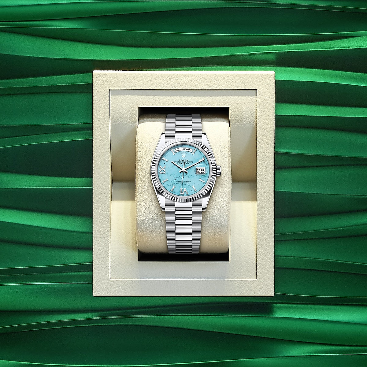 Day-Date 36, Platinum with Diamond-set , 36mm, Ref# 128236-0011