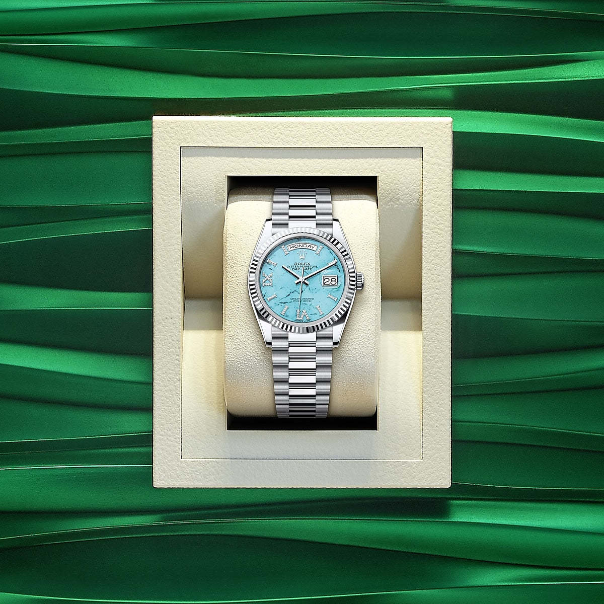 Day-Date 36, Platinum with Diamond-set , 36mm, Ref# 128236-0011