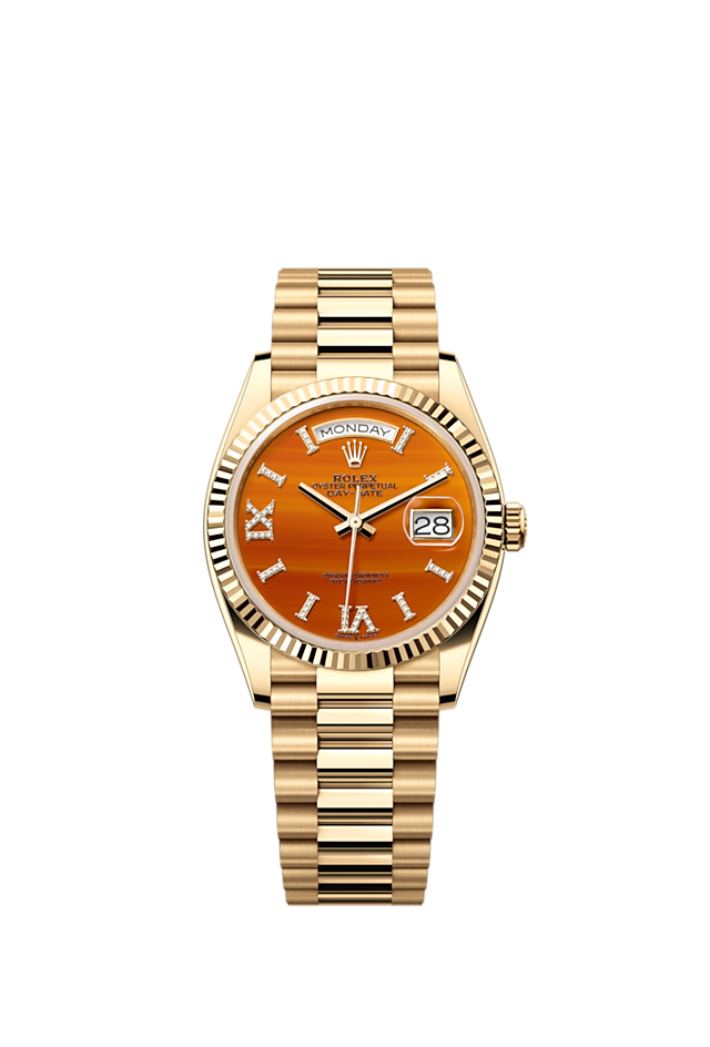 Day-Date 36, 18k Yellow Gold with Diamond-set, 36mm, Ref# 128238-0088