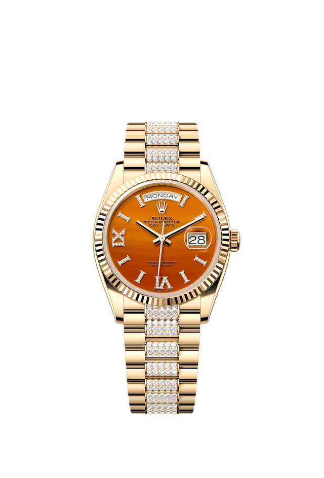 Day-Date 36, 18k Yellow Gold with Diamond-set, 36mm, Ref# 128238-0089