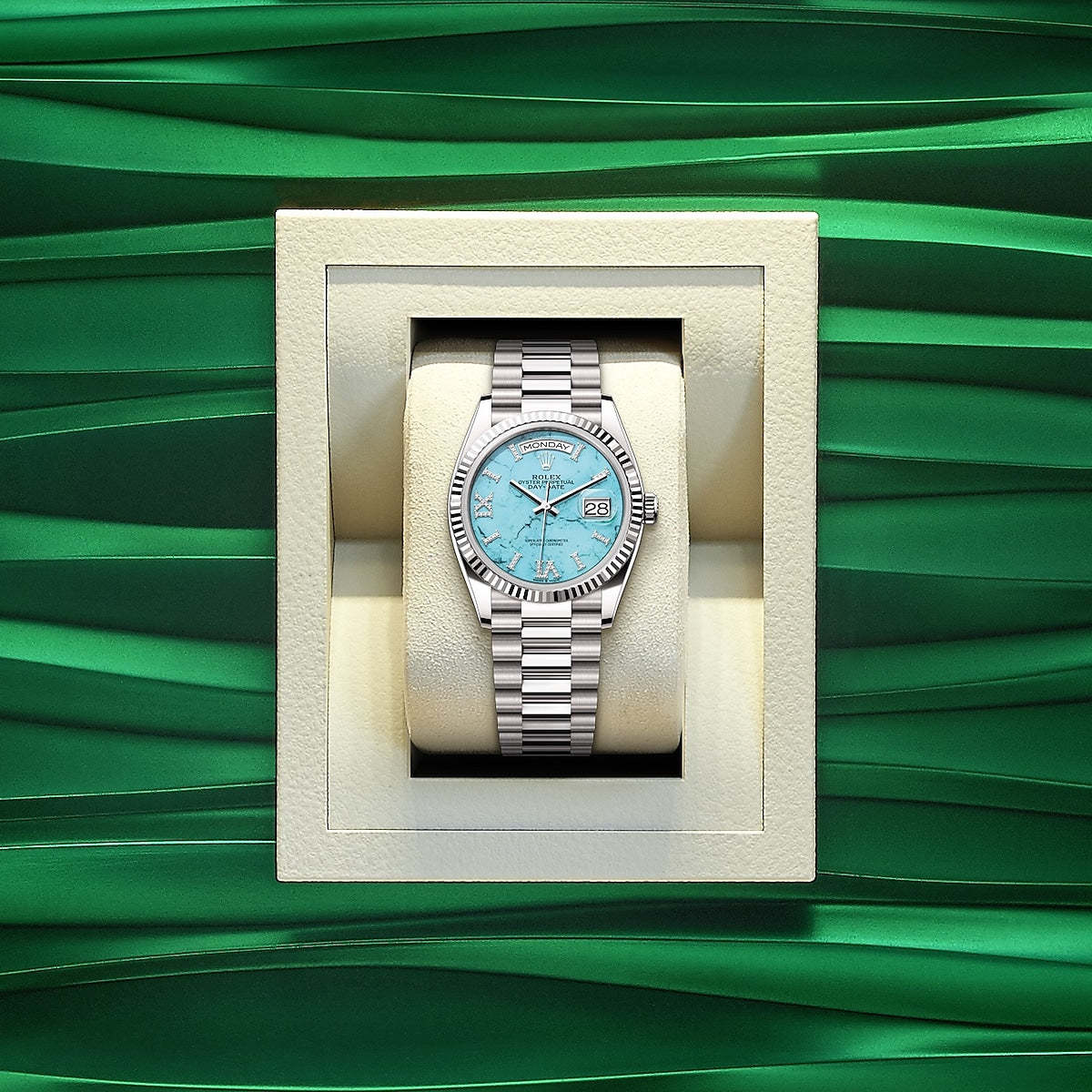 Day-Date 36, 18k White Gold with Diamond-set, 36mm, Ref# 128239-0044