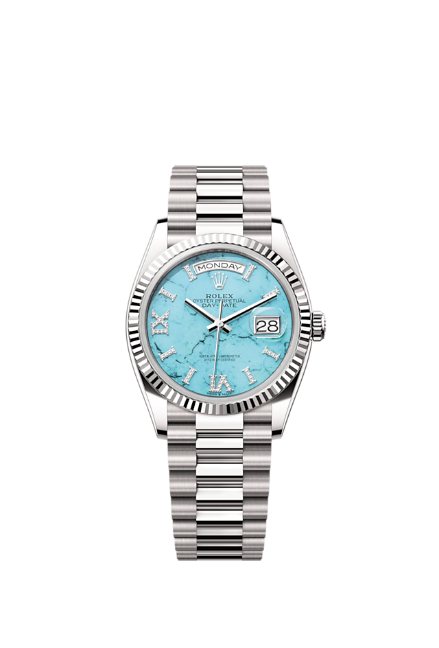 Day-Date 36, 18k White Gold with Diamond-set, 36mm, Ref# 128239-0044
