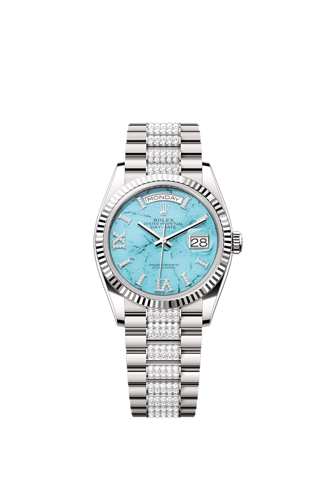 Day-Date 36, 18k White Gold with Diamond-set, 36mm, Ref# 128239-0045
