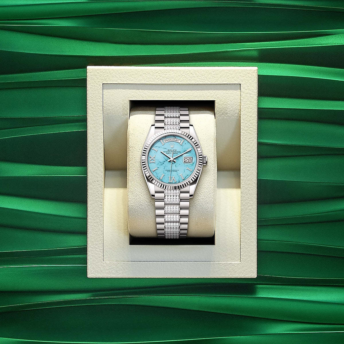 Day-Date 36, 18k White Gold with Diamond-set, 36mm, Ref# 128239-0045