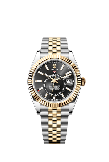 Sky-Dweller, 42mm, Oystersteel and 18k Yellow Gold, Black, Jubilee, Ref# 336933-0004