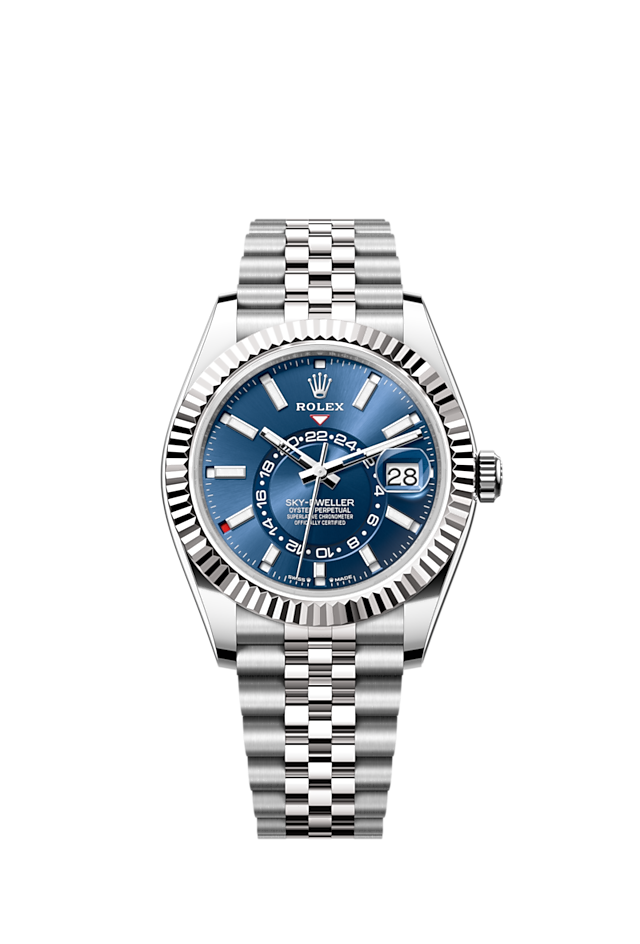 Sky-Dweller, 42mm, Oystersteel and 18k White Gold, Blue, Jubilee, Ref# 336934-0006