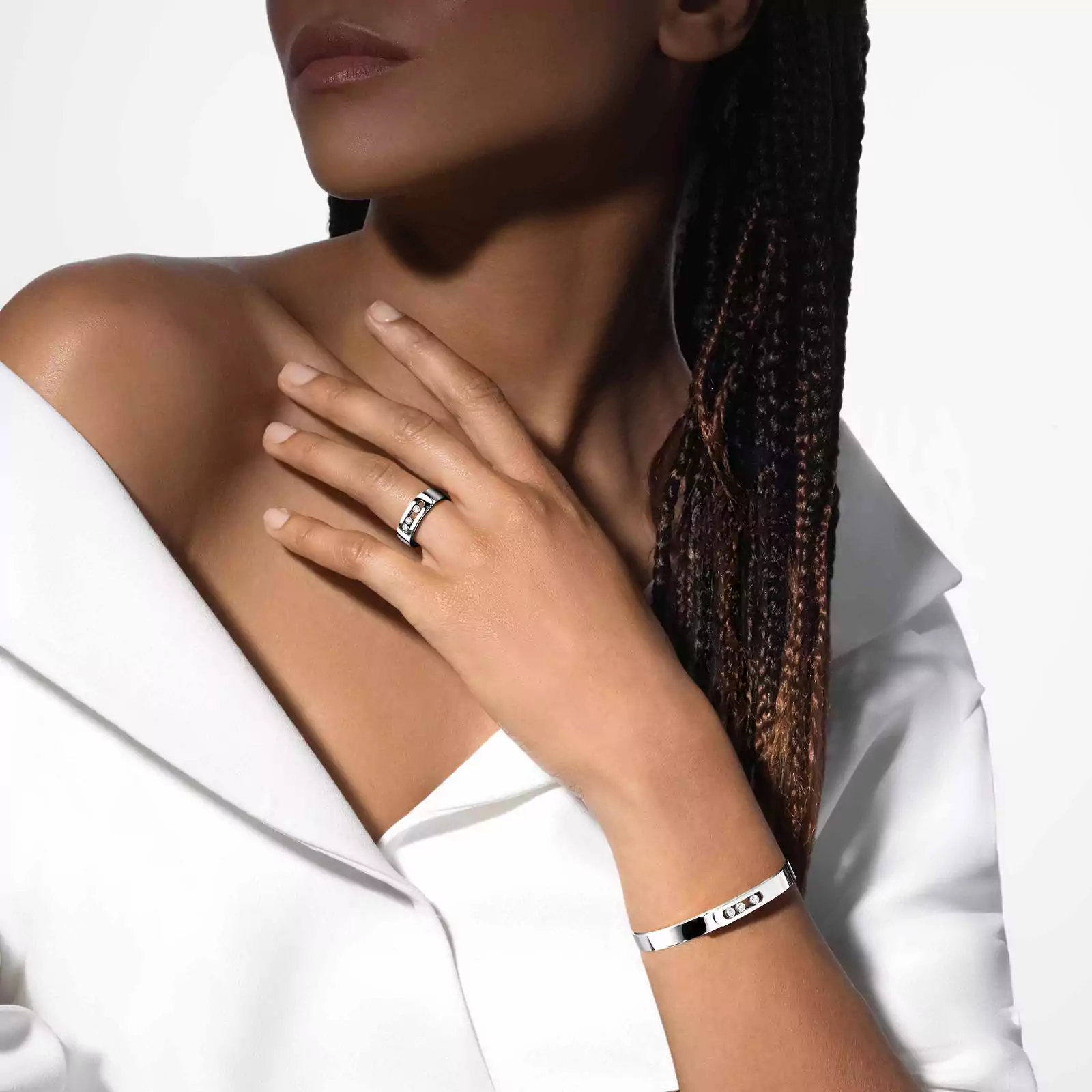 Move Noa Bangle White Gold Diamond Bracelet