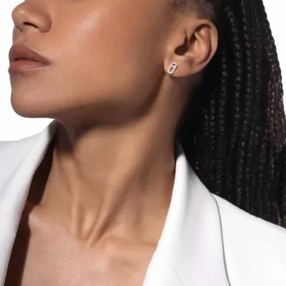 Move Uno White Gold Diamond Earrings