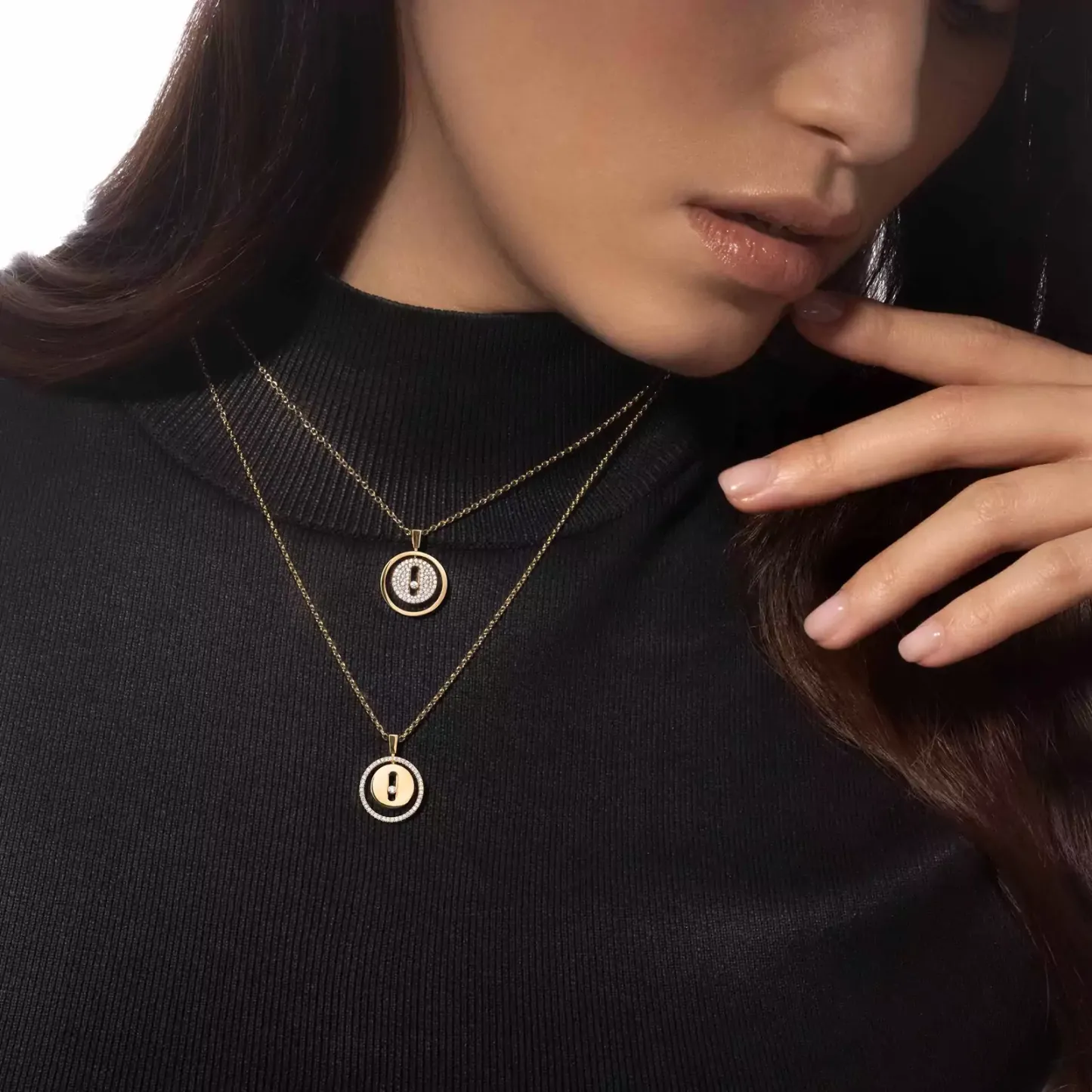 Lucky Move PM Pavé Collier Diamant Or Jaune
