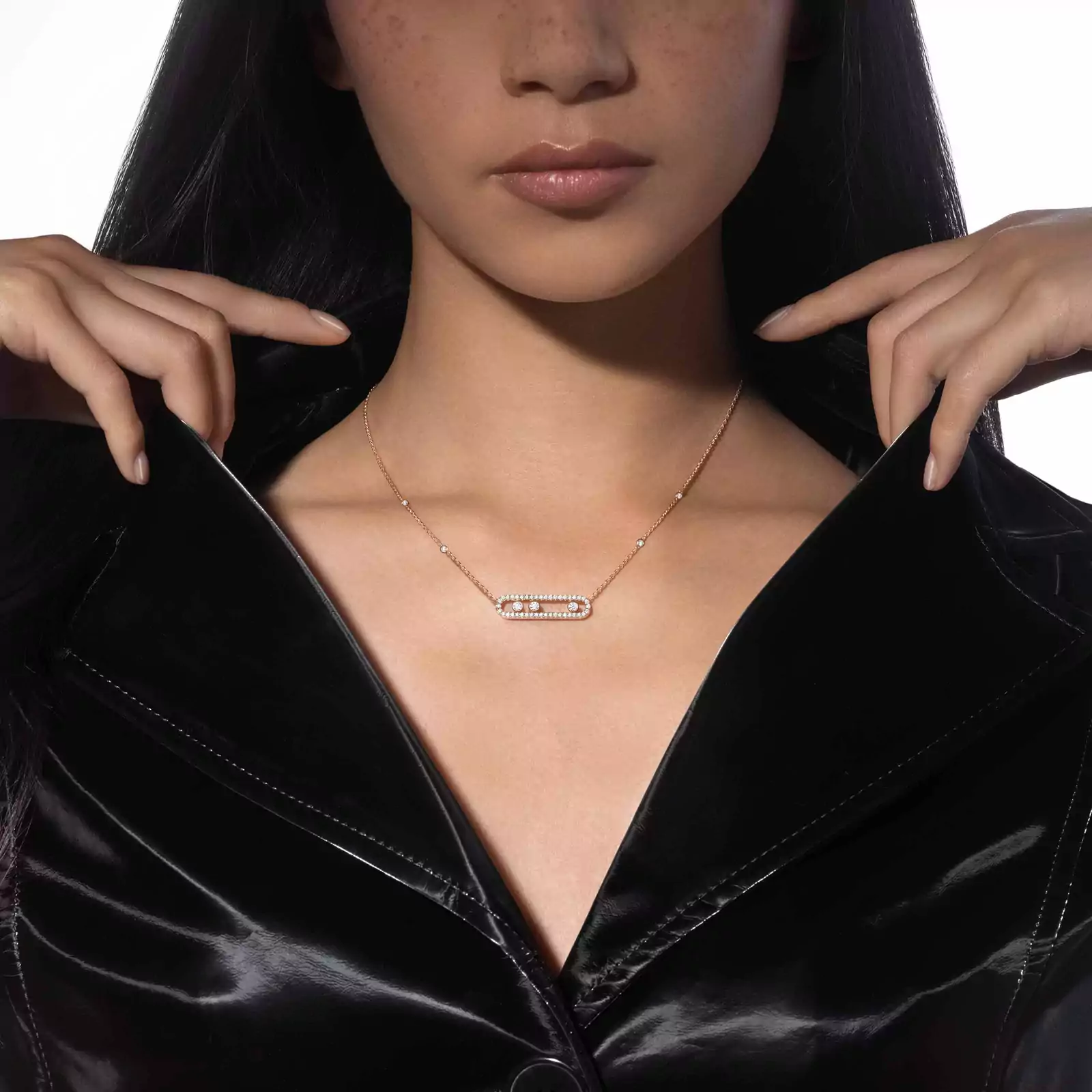Move Pavé Pink Gold Diamond Necklace