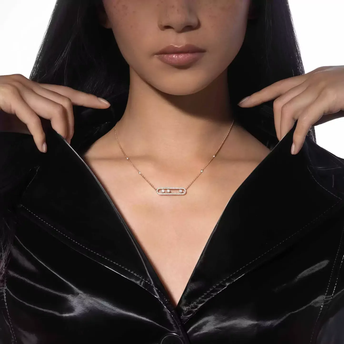 Move Pavé Pink Gold Diamond Necklace