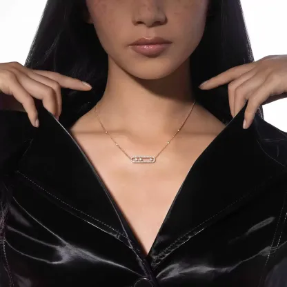Move Pavé Pink Gold Diamond Necklace