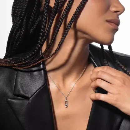 Move Uno Pavé LM White Gold Diamond Necklace