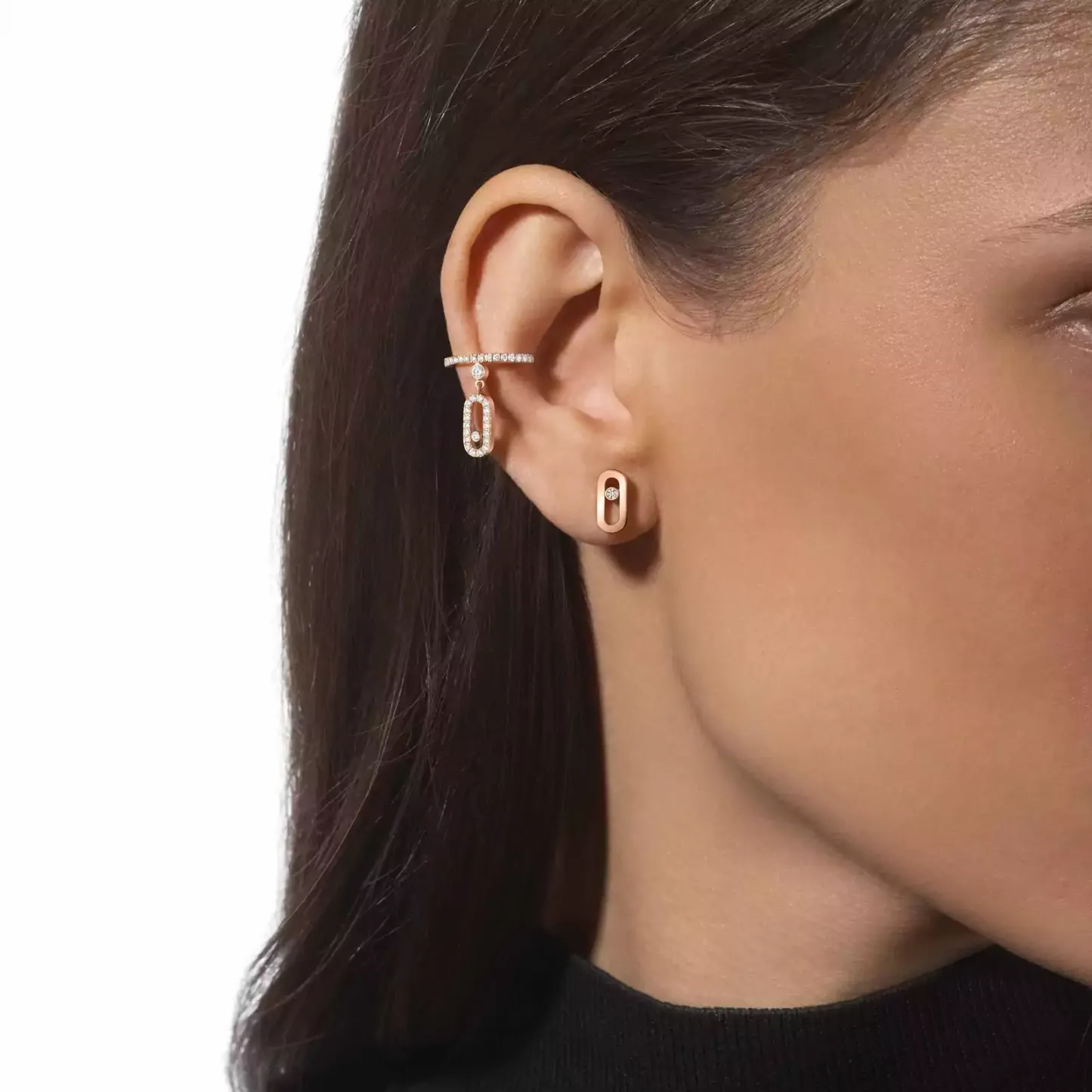 Gold Move Uno Stud Earrings Pink Gold Diamond Earrings