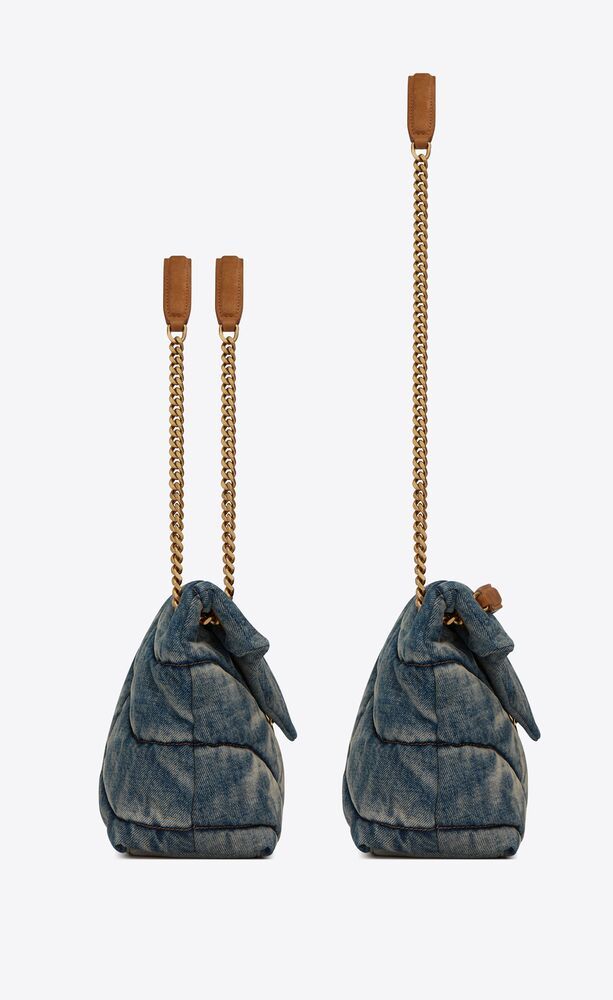 PUFFER MEDIUM IN SUEDE AND DENIM