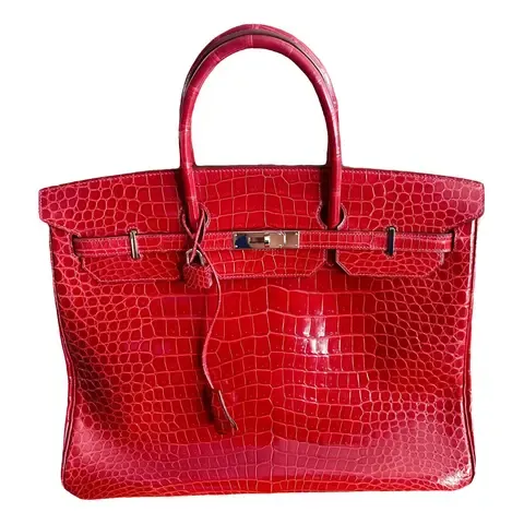 Birkin 35 crocodile handbag  Very good condition  Red, Crocodile