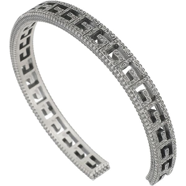 Cubed G Motif Logo Cuff Bracelet in Sterling Silver