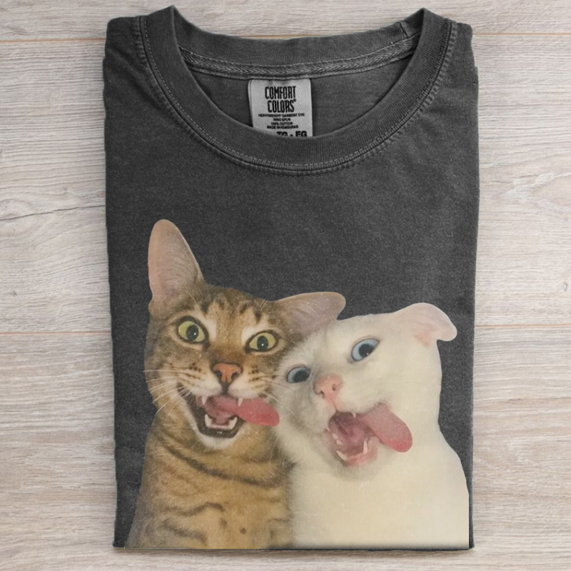 Retro Style Funny Cats Meme T-shirt
