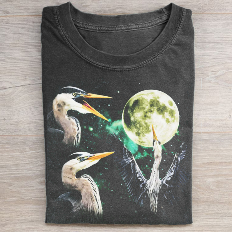 GREAT BLUE HERON MOON VINTAGE GRAPHIC T-shirt