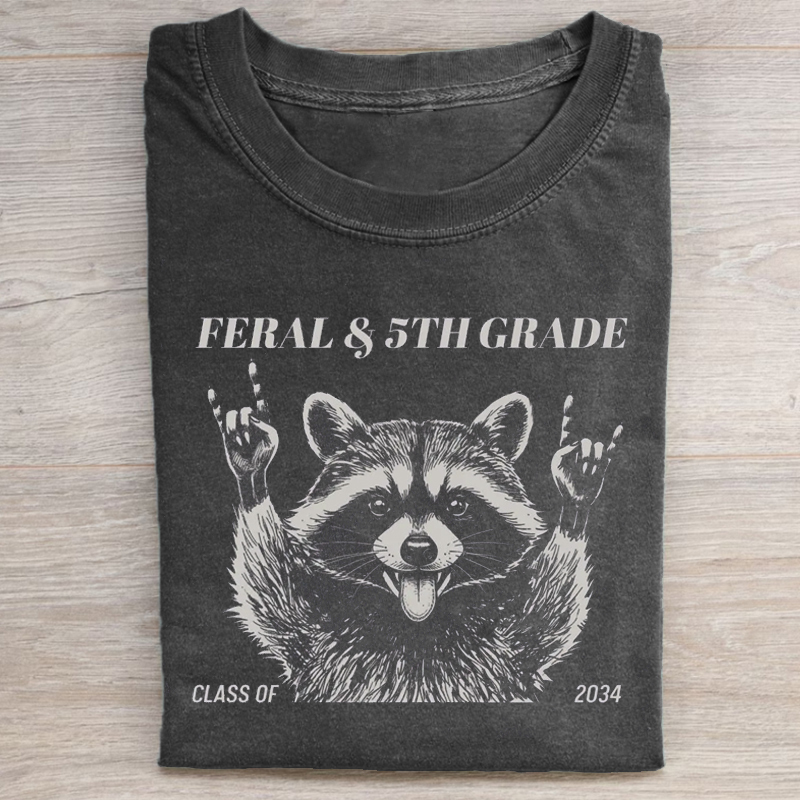 Feral 5th Grade Funny Raccoon T-shirt