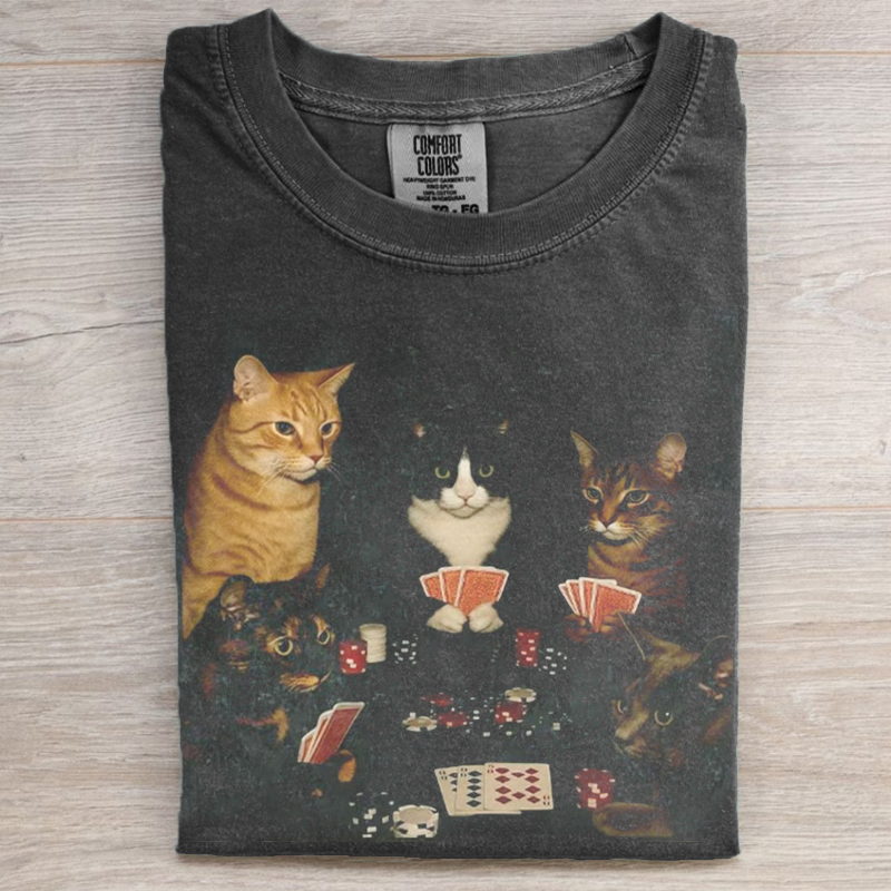 Vintage Cats Playing Pokerr Meme T-shirt