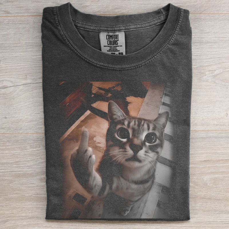 Retro Style Kitty MIddle Finger T-shirt 