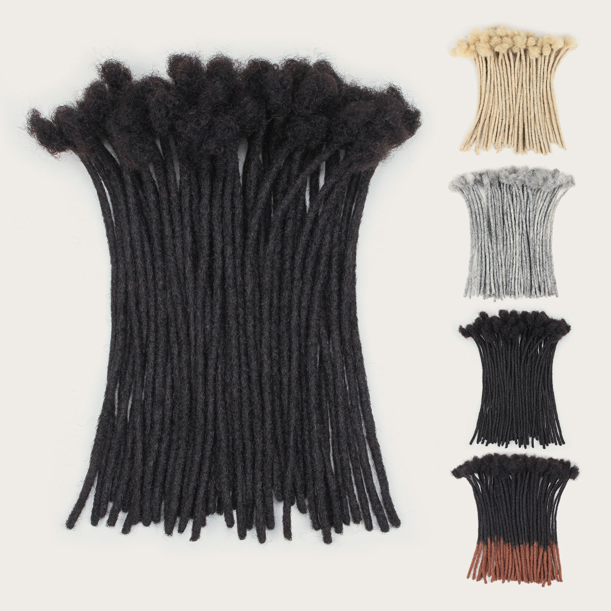 #1B Black Loc Extensions Human Hair, 0.6 cm Width Human Hair Dreadlock Extensions 6-18 Inch