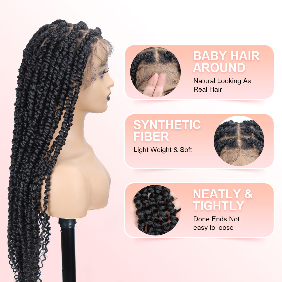 30 inch Passion Twist Wig for Black Women, Full Lace Knotless Twist Wig Twist Lace with Baby Hair